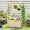 Natural Pine Wood Raised Garden Bed Planter Box with Roof for Climbing Plants for Outdoor Use